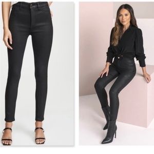 DL1961 Farrow Ankle High Rise Black Coated Skinny Jeans